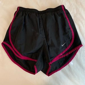 black and pink joke shorts